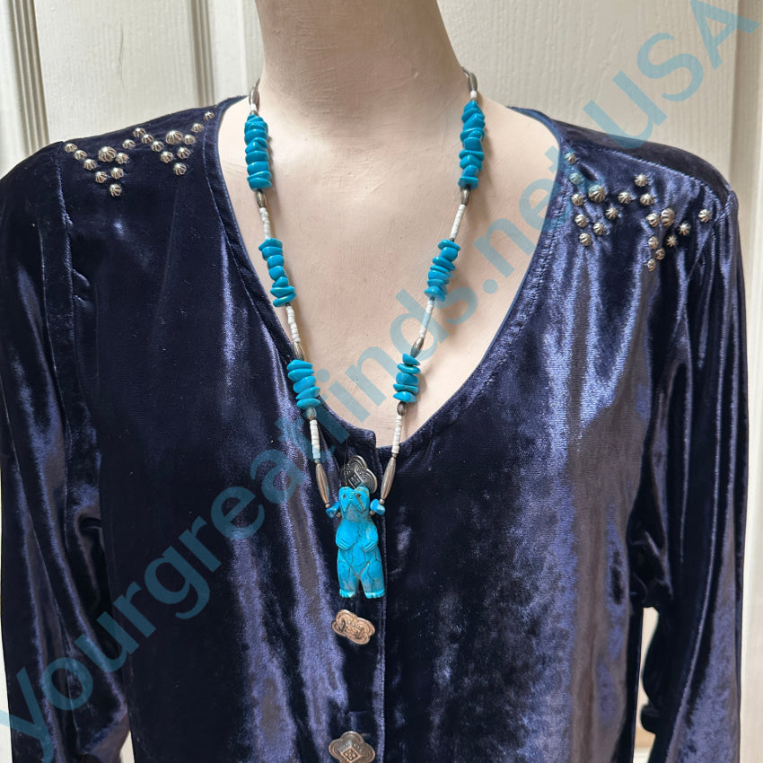 Heishi & Turquoise Bear Fetish Necklace Necklace