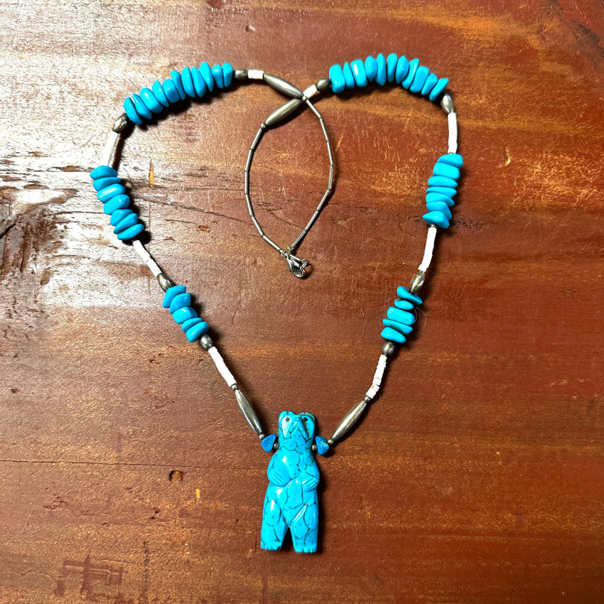 Heishi & Turquoise Bear Fetish Necklace Necklace