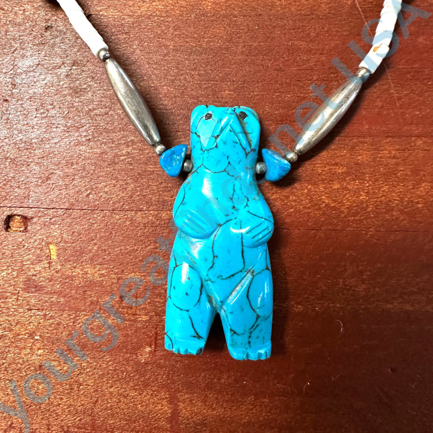 Heishi & Turquoise Bear Fetish Necklace Necklace