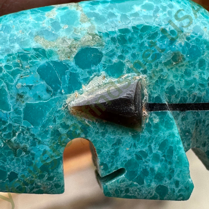 High Grade Turquoise Zuni Bison Fetish Pendant Sterling Silver Necklace Necklace