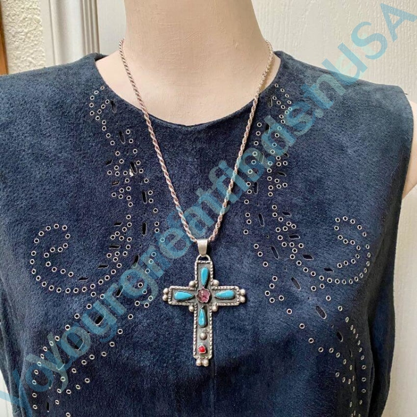 Holy Cross Pendant and Chain Necklace with Faux Stones Yourgreatfinds