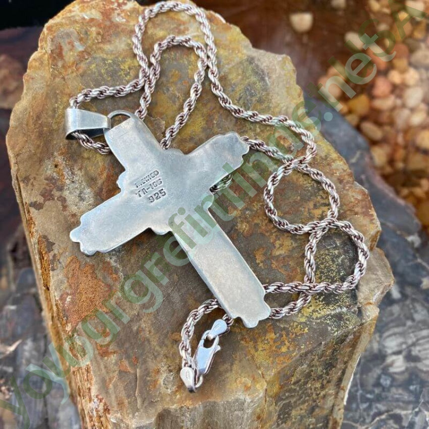Holy Cross Pendant and Chain Necklace with Faux Stones Yourgreatfinds