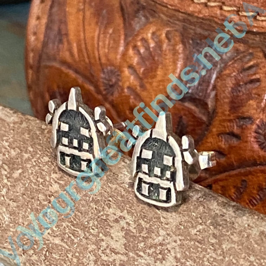 Hopi Mudhead Kachina Pierced Post Earrings Sterling Silver Yourgreatfinds