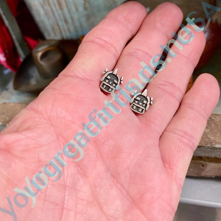 Hopi Mudhead Kachina Pierced Post Earrings Sterling Silver Yourgreatfinds