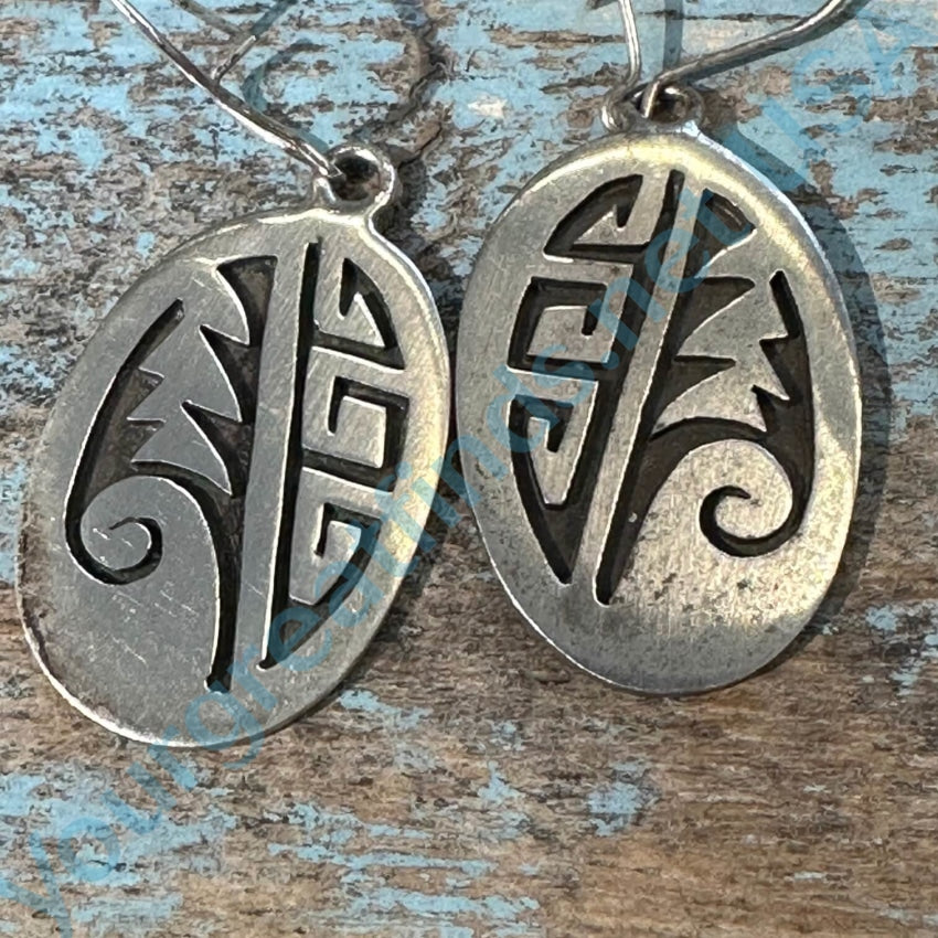 Hopi-Style Sterling Silver Overlay Pierced Earrings