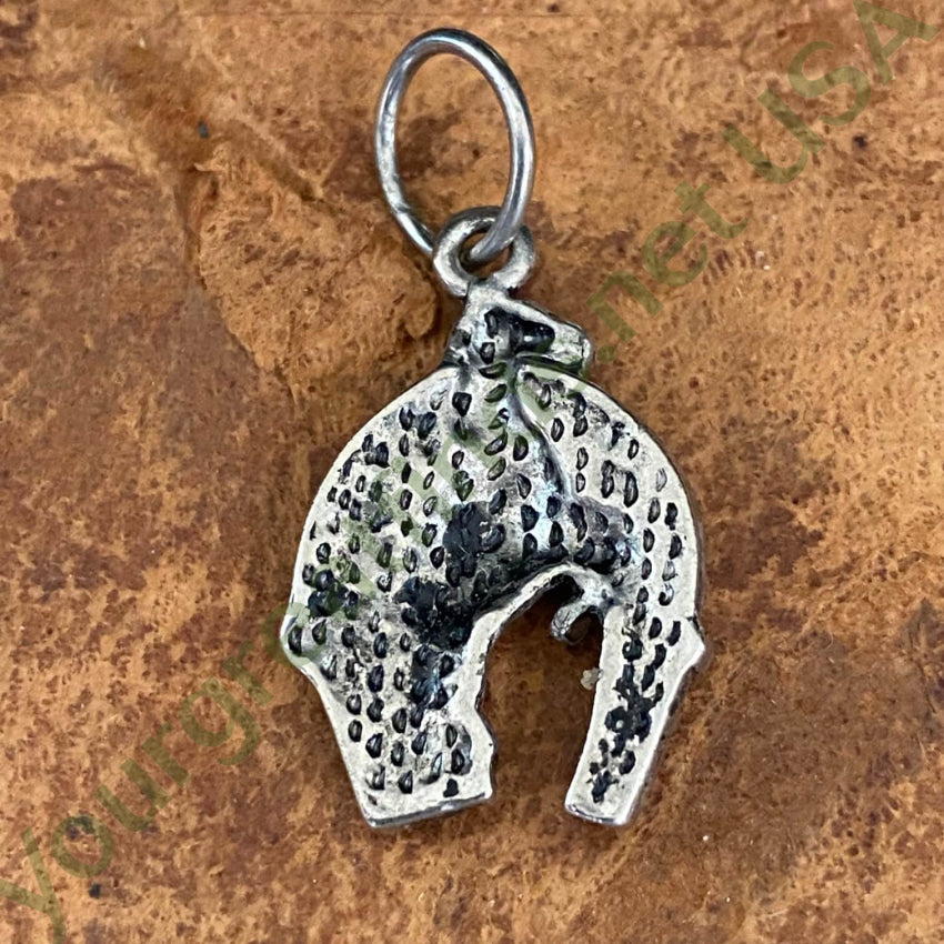 Horse And Horseshoe Pendant Charm In Sterling Silver Vintage