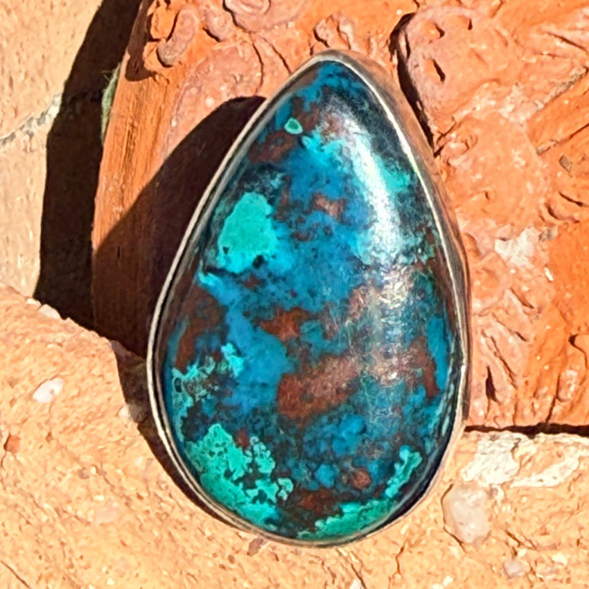 Huge Chrysocolla Sterling Silver Ring Signed Size 6 3/4 ring