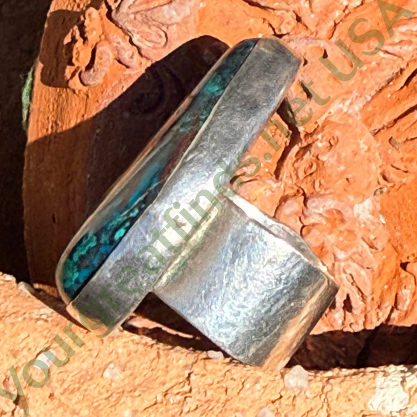Huge Chrysocolla Sterling Silver Ring Signed Size 6 3/4 ring