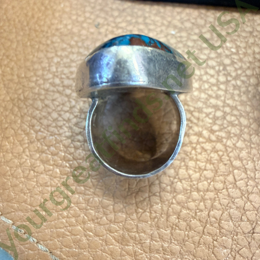 Huge Chrysocolla Sterling Silver Ring Signed Size 6 3/4 ring