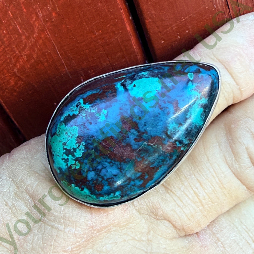 Huge Chrysocolla Sterling Silver Ring Signed Size 6 3/4 ring