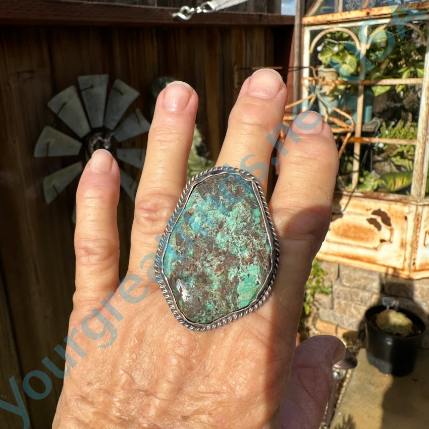 Huge Navajo Sterling Silver Natural Turquoise Ring Size 11