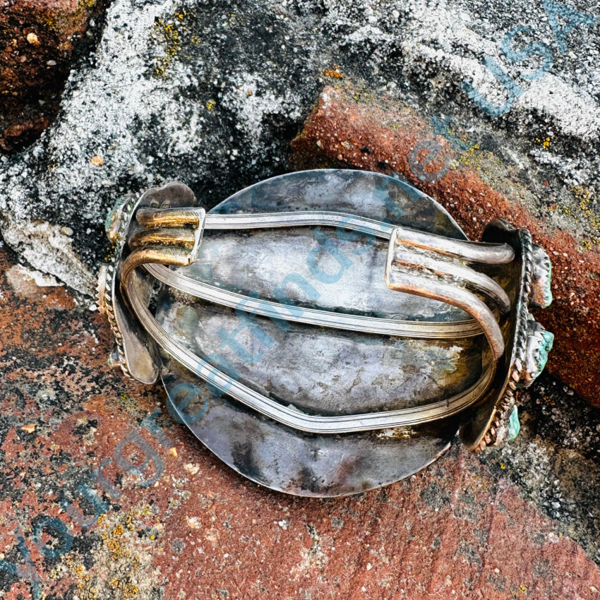 Huge Navajo Sterling Silver Turquoise Nugget Cluster Bracelet Bracelets