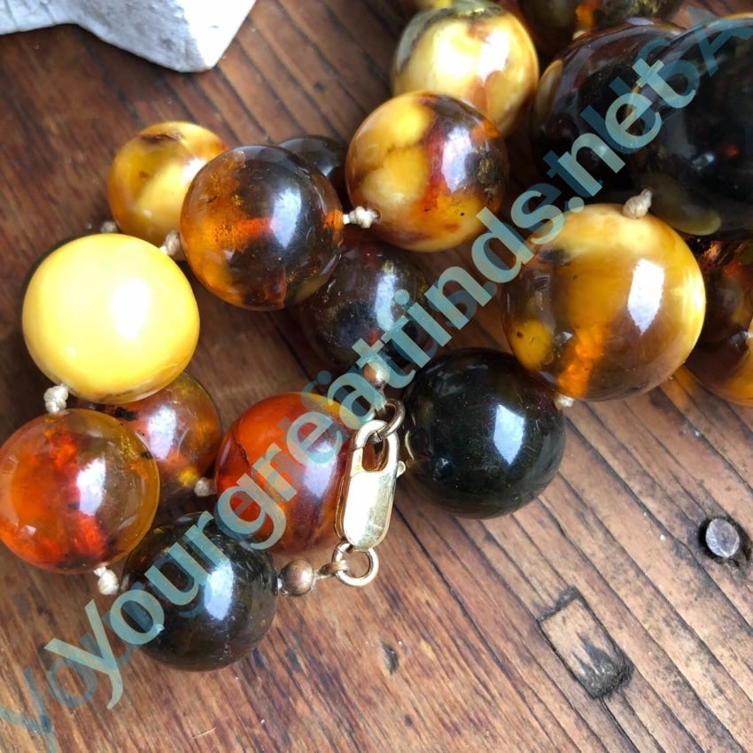 Huge Vintage Baltic Amber Knotted Necklace Yourgreatfinds