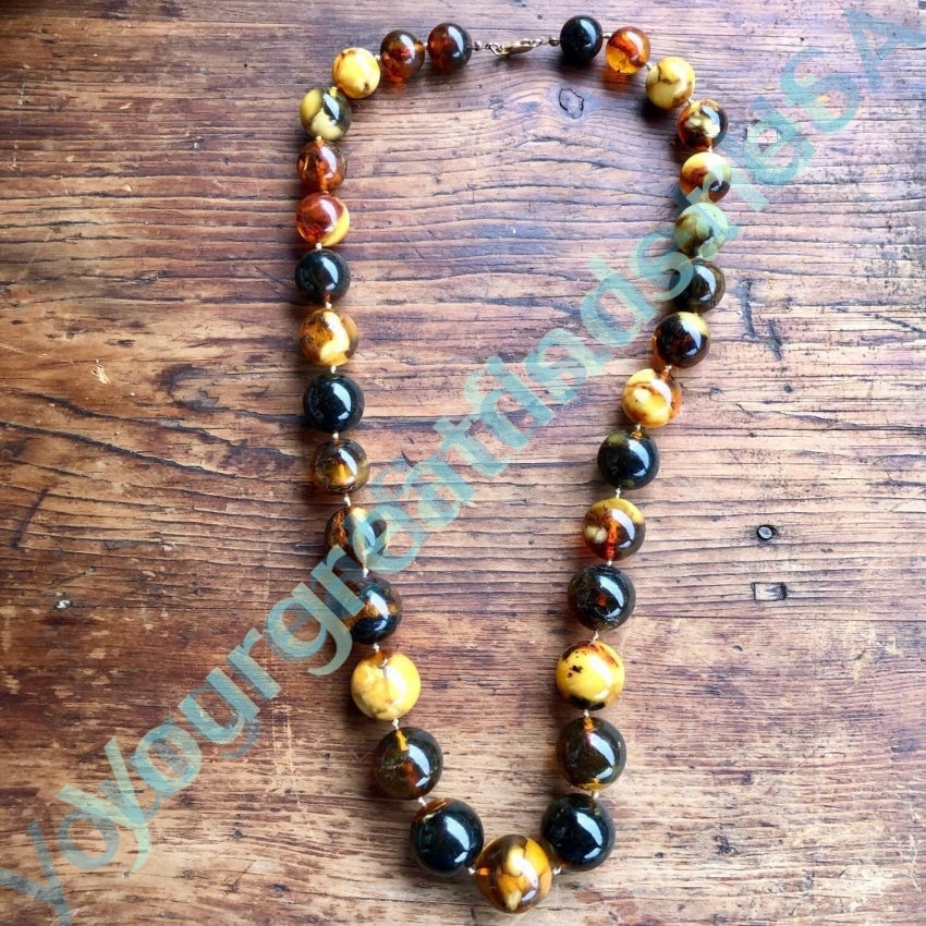 Huge Vintage Baltic Amber Knotted Necklace Yourgreatfinds