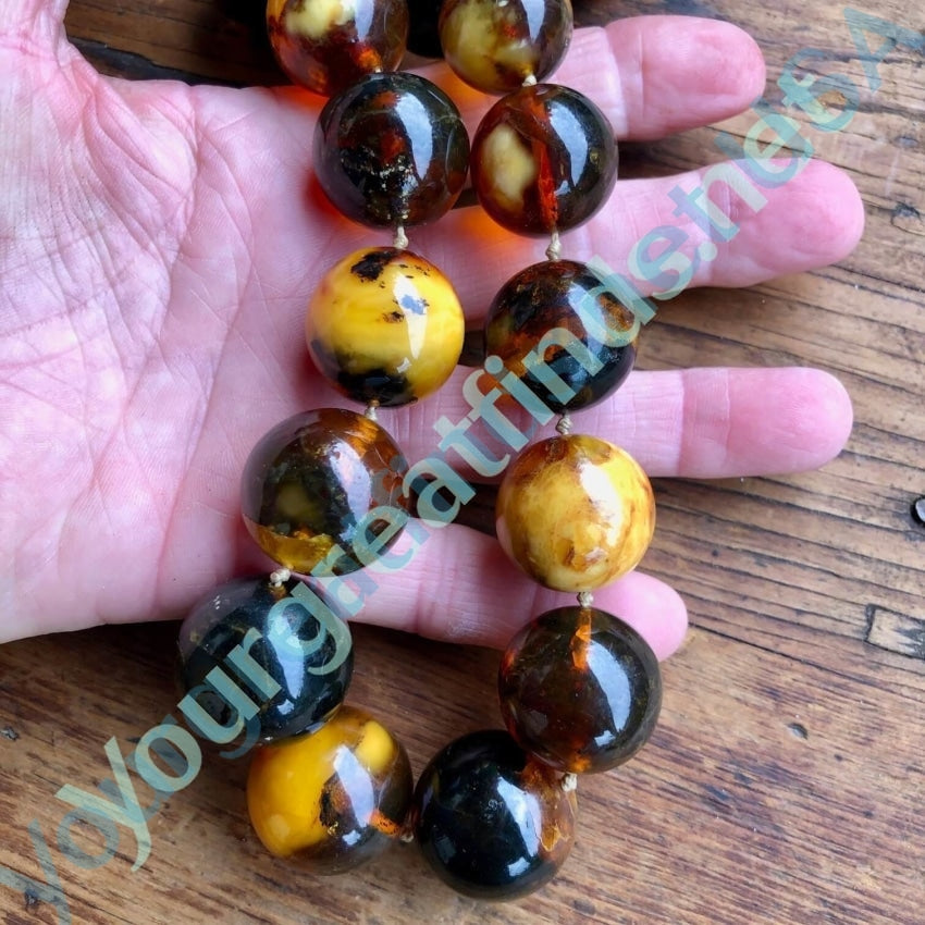 Huge Vintage Baltic Amber Knotted Necklace Yourgreatfinds