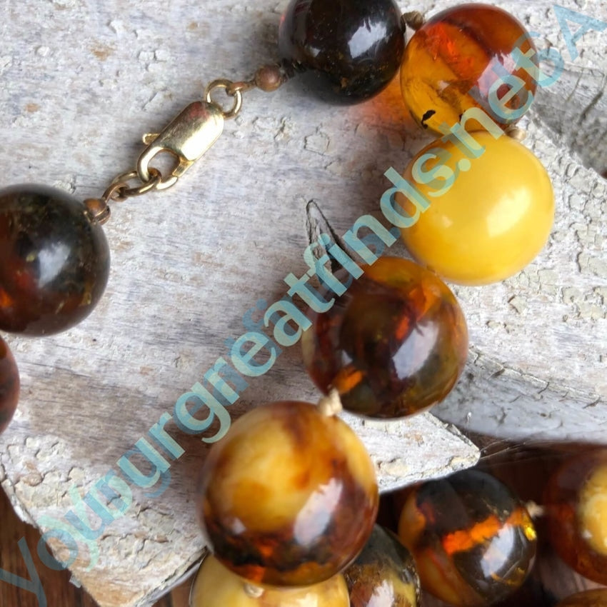 Huge Vintage Baltic Amber Knotted Necklace Yourgreatfinds