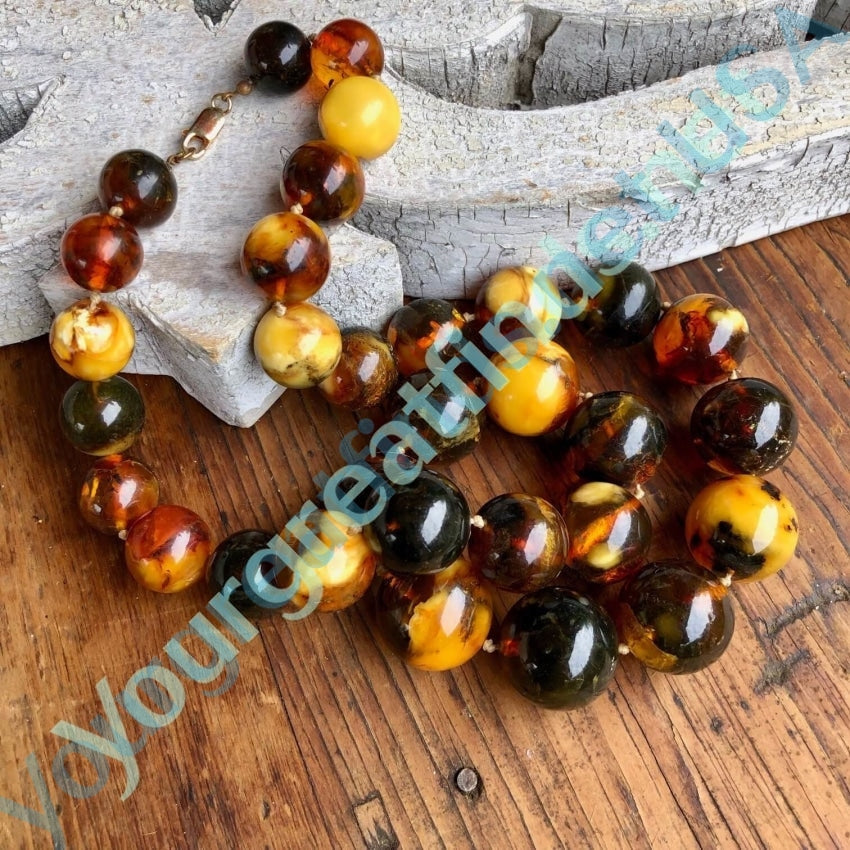 Huge Vintage Baltic Amber Knotted Necklace Yourgreatfinds