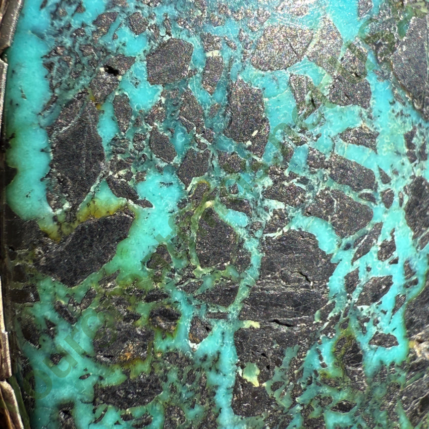 Huge Vintage Navajo Sterling Silver & Carlin Mine Spider Web Turquoise Ring 9 ring