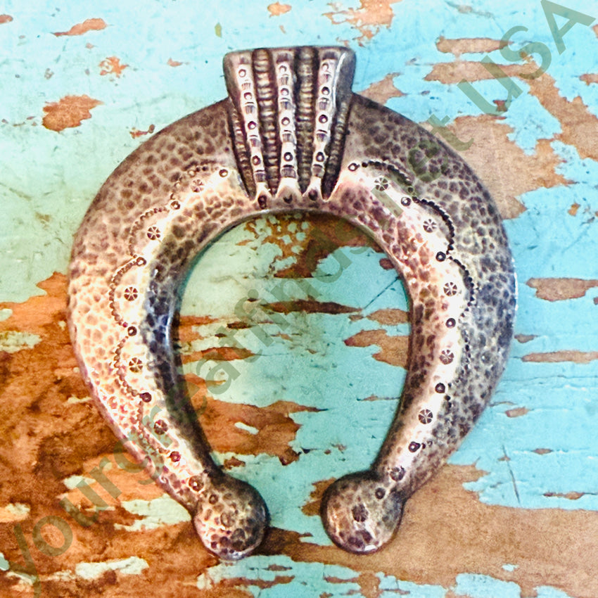 Huge Vintage Navajo Tufa Stone Cast Sterling Silver Naja Pendant Pendant