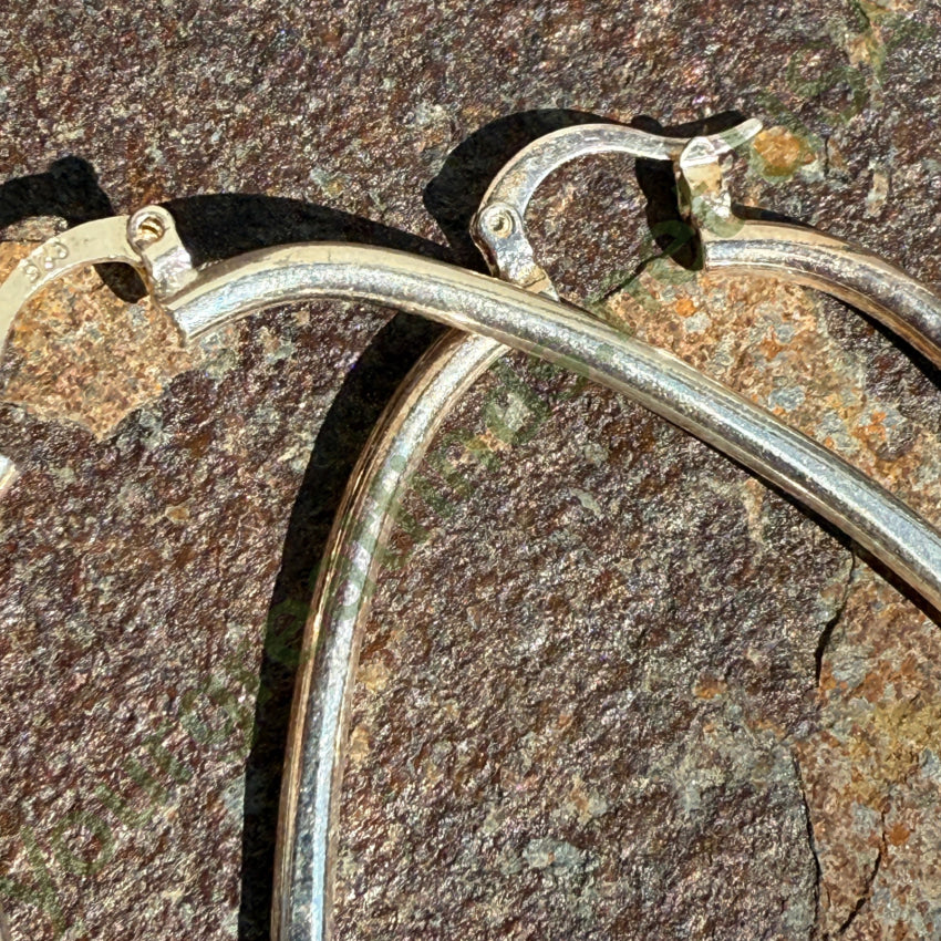 Huge Vintage Sterling SIiver Oval Hoop Pierced Earrings earrings