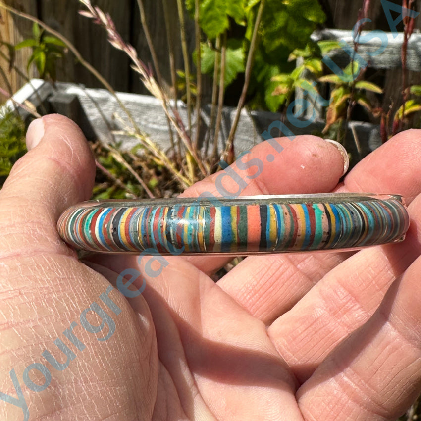 Jay King Mine Finds Sterling Silver Rainbow Calsilica Bangle Bracelet Bracelets