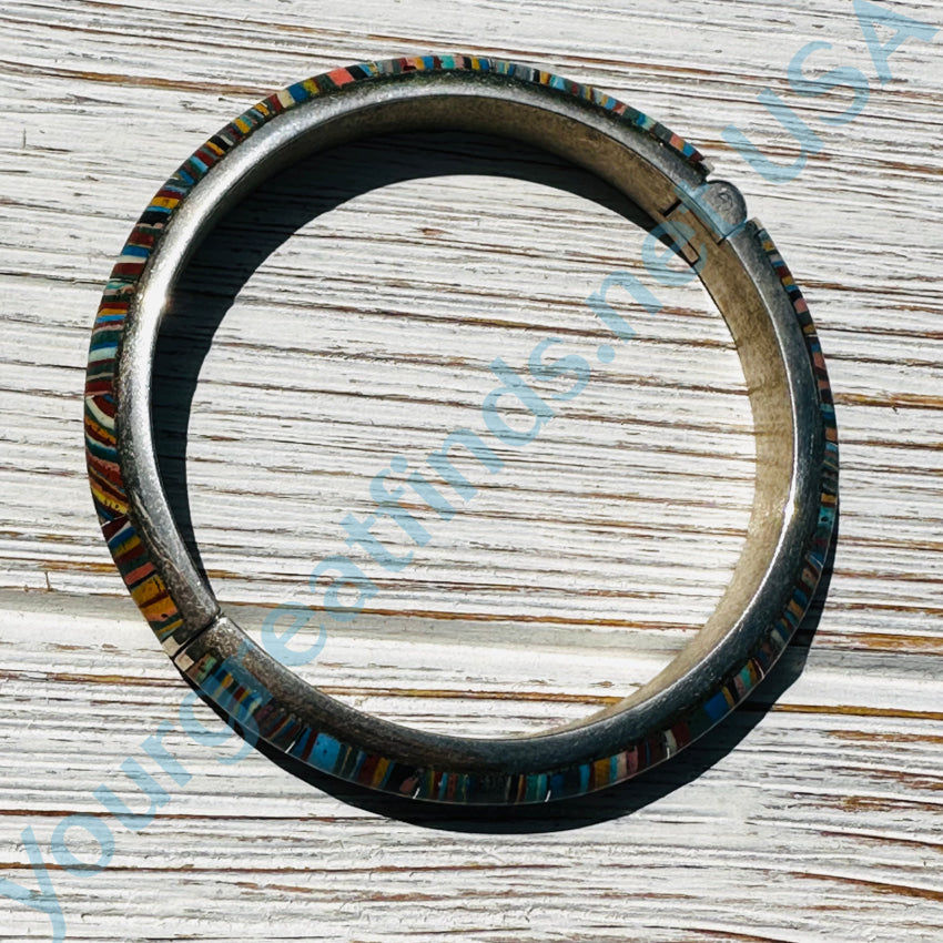 Jay King Mine Finds Sterling Silver Rainbow Calsilica Bangle Bracelet Bracelets