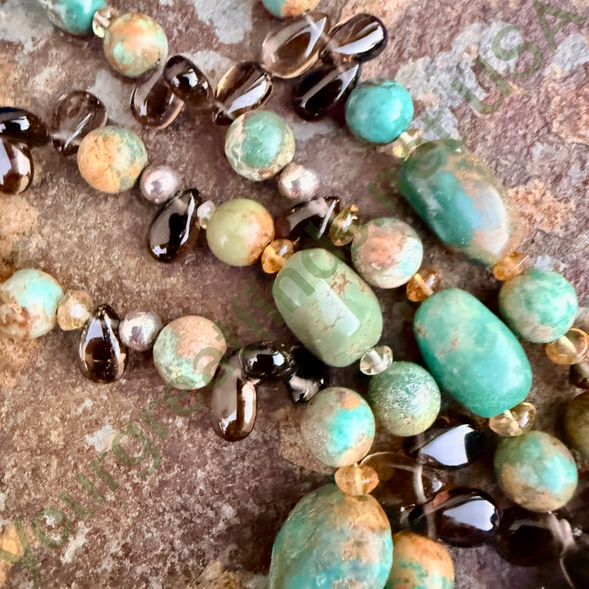 Jay King Mine Finds Turquoise & Smoky Quartz Beaded Necklace necklace