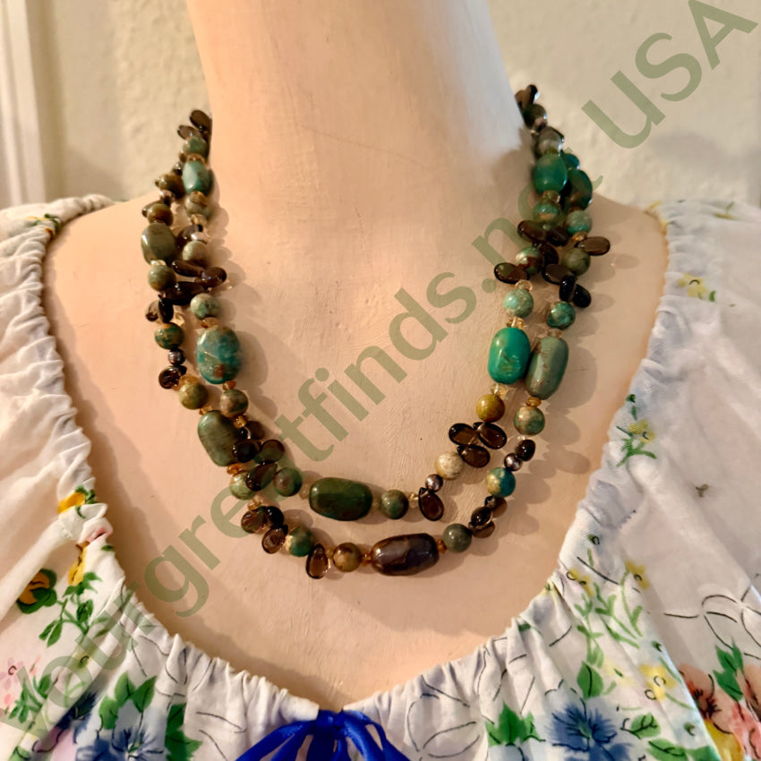 Jay King Mine Finds Turquoise & Smoky Quartz Beaded Necklace necklace