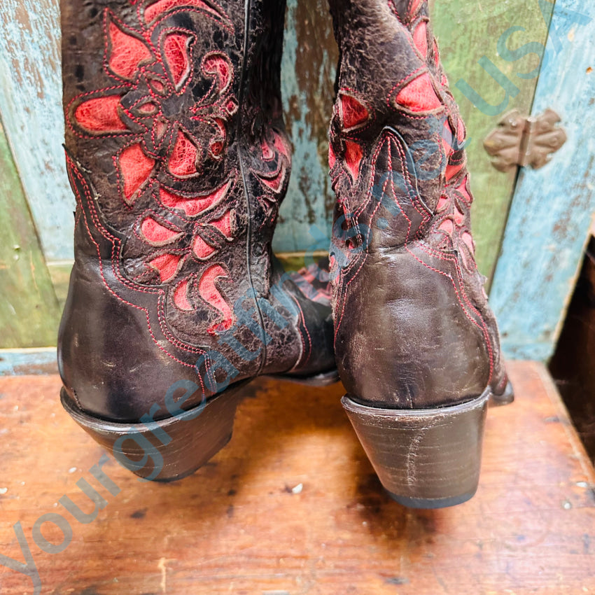 John B.Stetson Ladies Inlay Western Boots Size 9 1 2 Yourgreatfinds