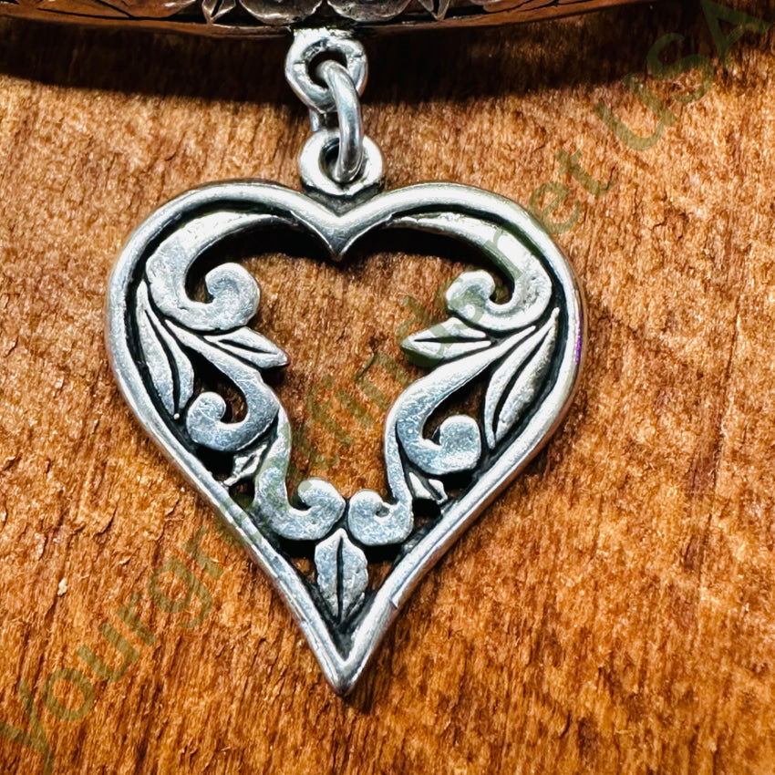 Jolaine Sterling Silver Swinging Heart Bar Pin Pin / Brooch