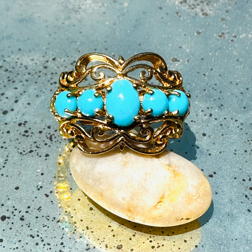 Karis Gold Over Sterling Silver Turquoise Ring Size 7.5 Jewelry