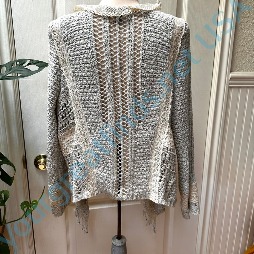 Lacy ’Knitted & Knotted’ Cardigan Sweater L Sweater