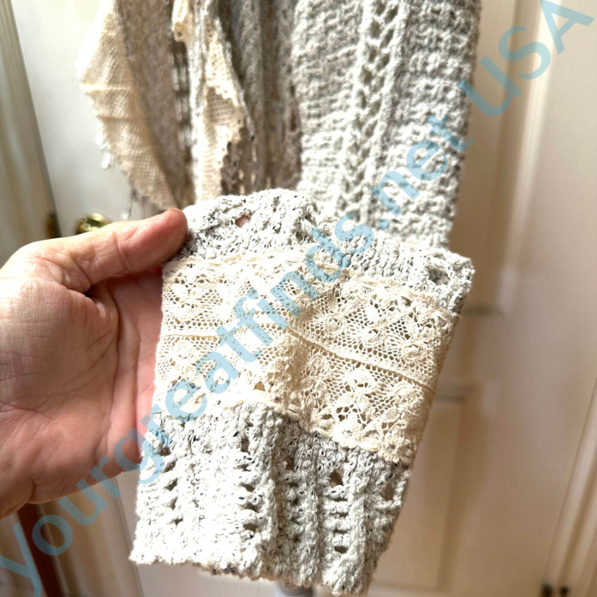 Lacy ’Knitted & Knotted’ Cardigan Sweater L Sweater