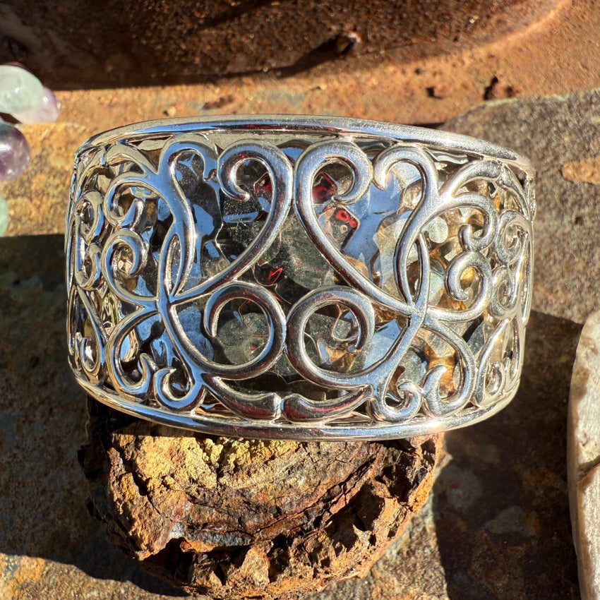 Lacy Sterling Silver Double Wall Cuff Bracelet bracelet