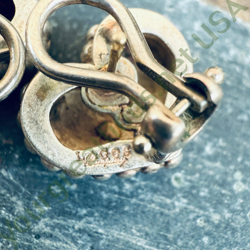 Lagos Caviar Heart Pierced Earrings Sterling Silver 14k Post Vintage earrings