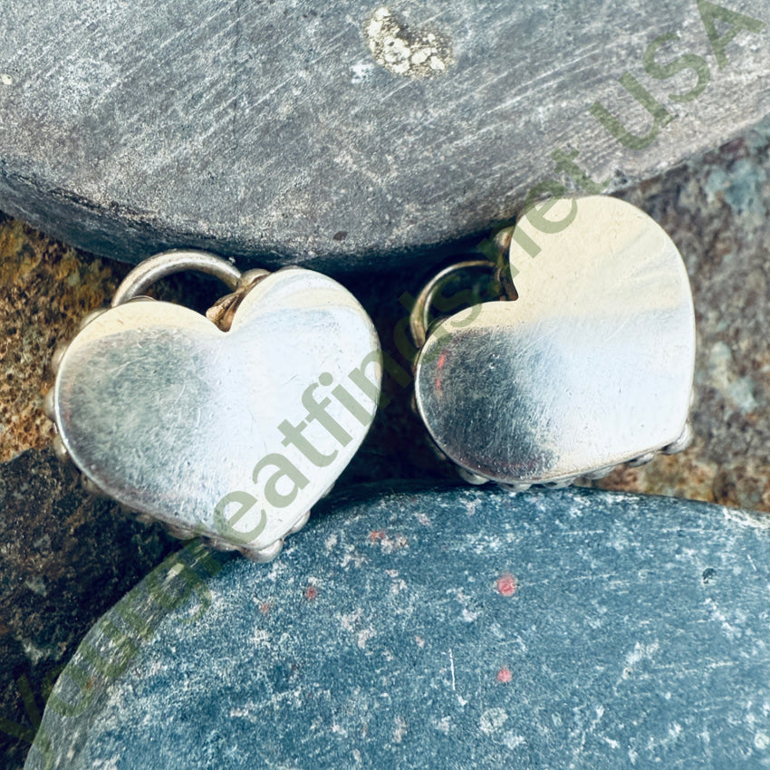 Lagos Caviar Heart Pierced Earrings Sterling Silver 14k Post Vintage earrings