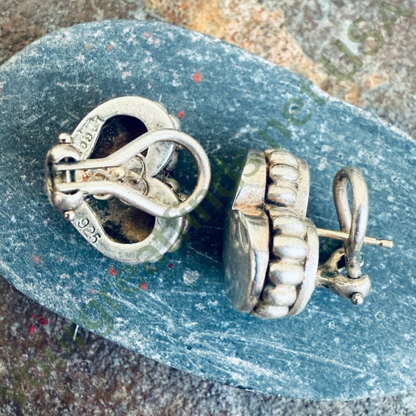 Lagos Caviar Heart Pierced Earrings Sterling Silver 14k Post Vintage earrings