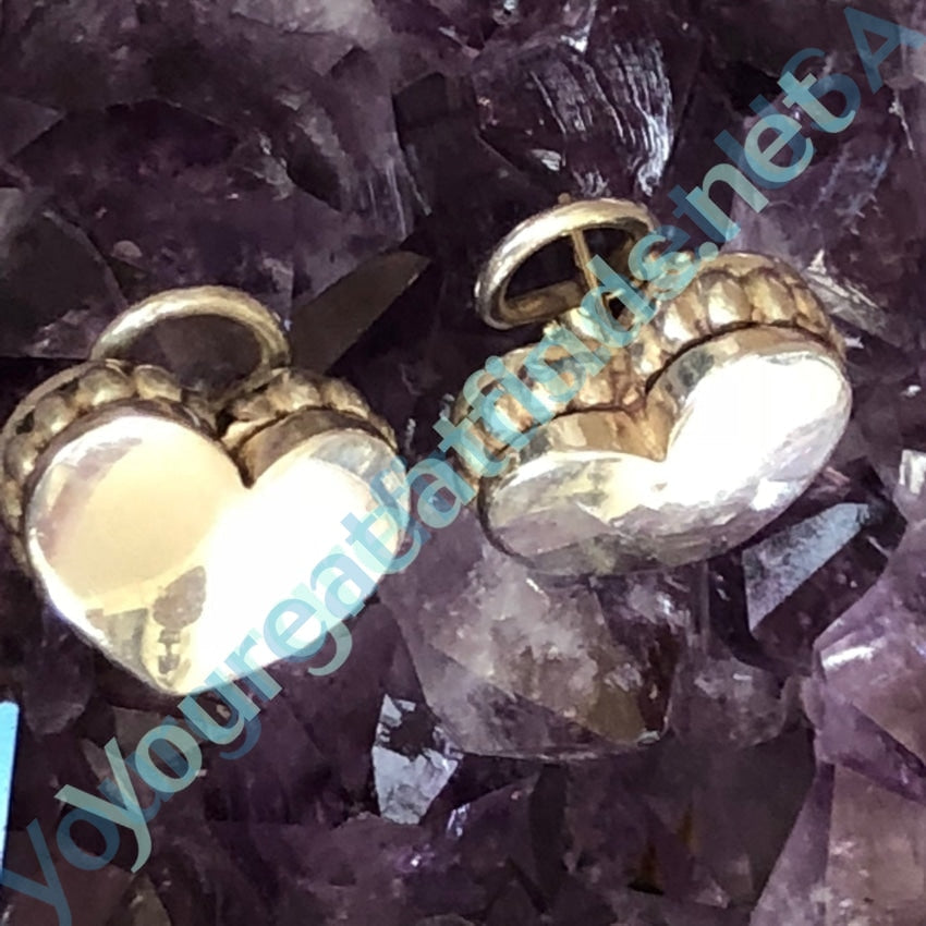 Lagos Caviar Heart Pierced Earrings Sterling Silver 14k Post Vintage Yourgreatfinds