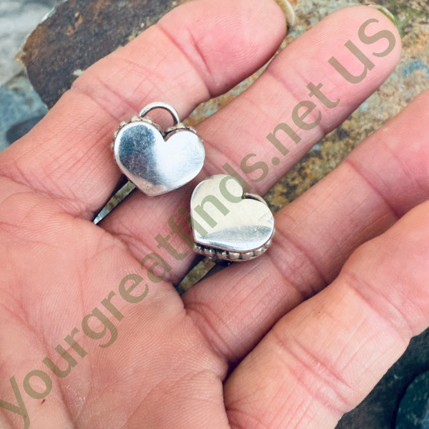 Lagos Caviar Heart Pierced Earrings Sterling Silver 14k Post Vintage earrings