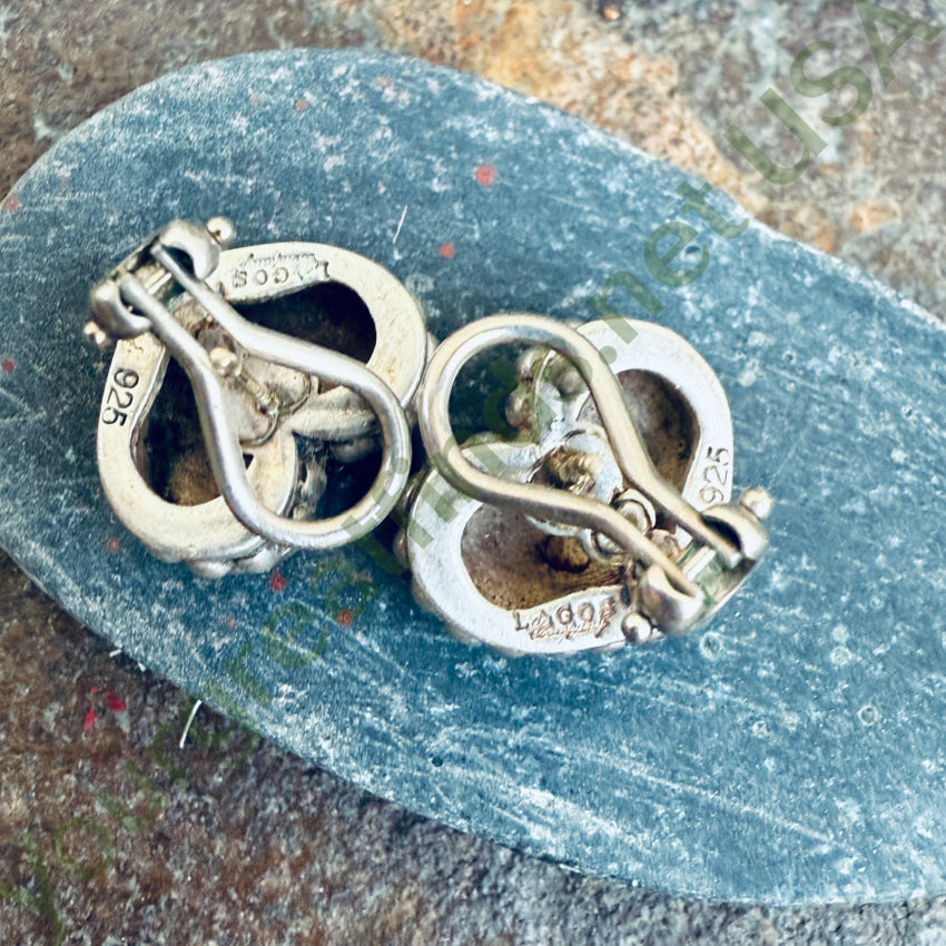 Lagos Caviar Heart Pierced Earrings Sterling Silver 14k Post Vintage earrings