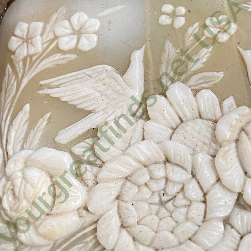 Large Antique 14K Gold Carved Cameo Love Birds Brooch