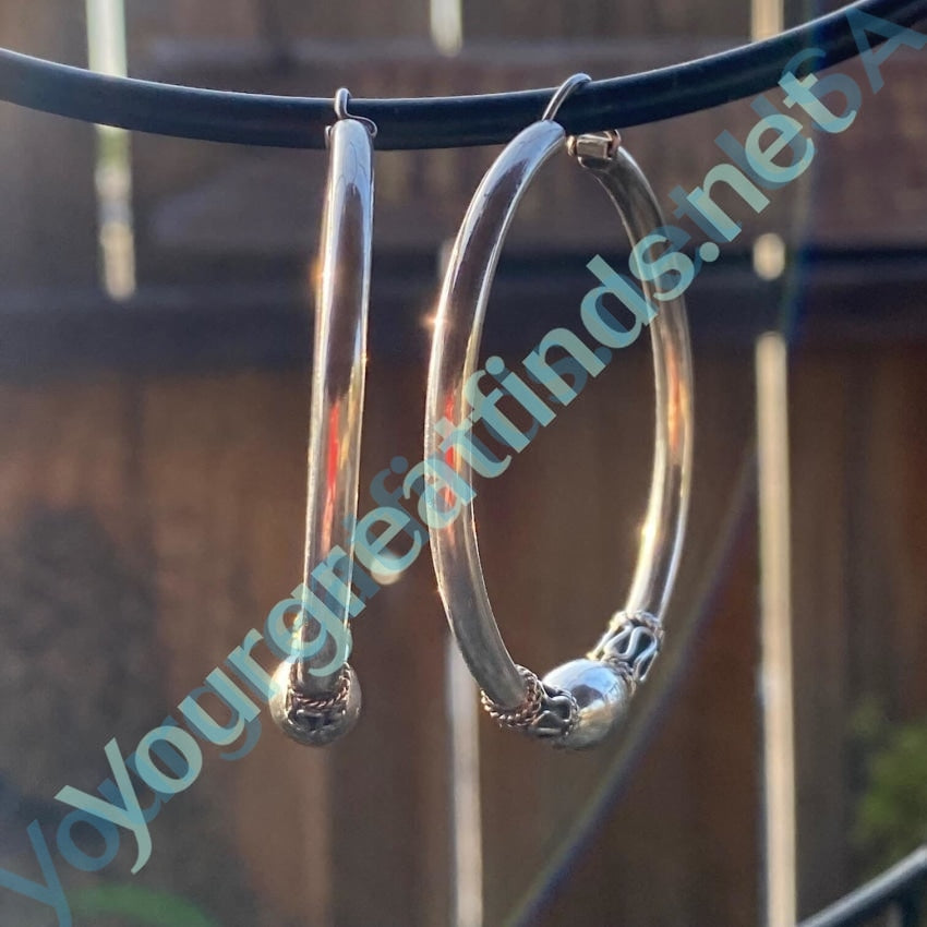 Large Bohemian Style Sterling Silver Hoop Pierced Earrings Yourgreatfinds