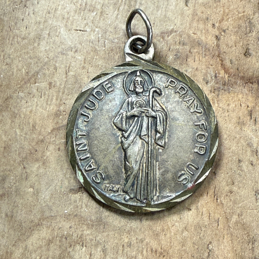 Large Bronze St. Jude Reliquary Pendant pendant