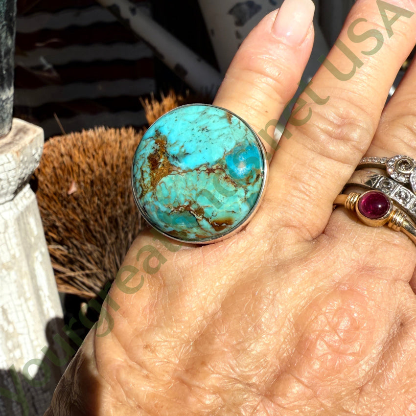 Large Desert Rose Trading Turquoise Sterling Silver Ring Size 7 ring