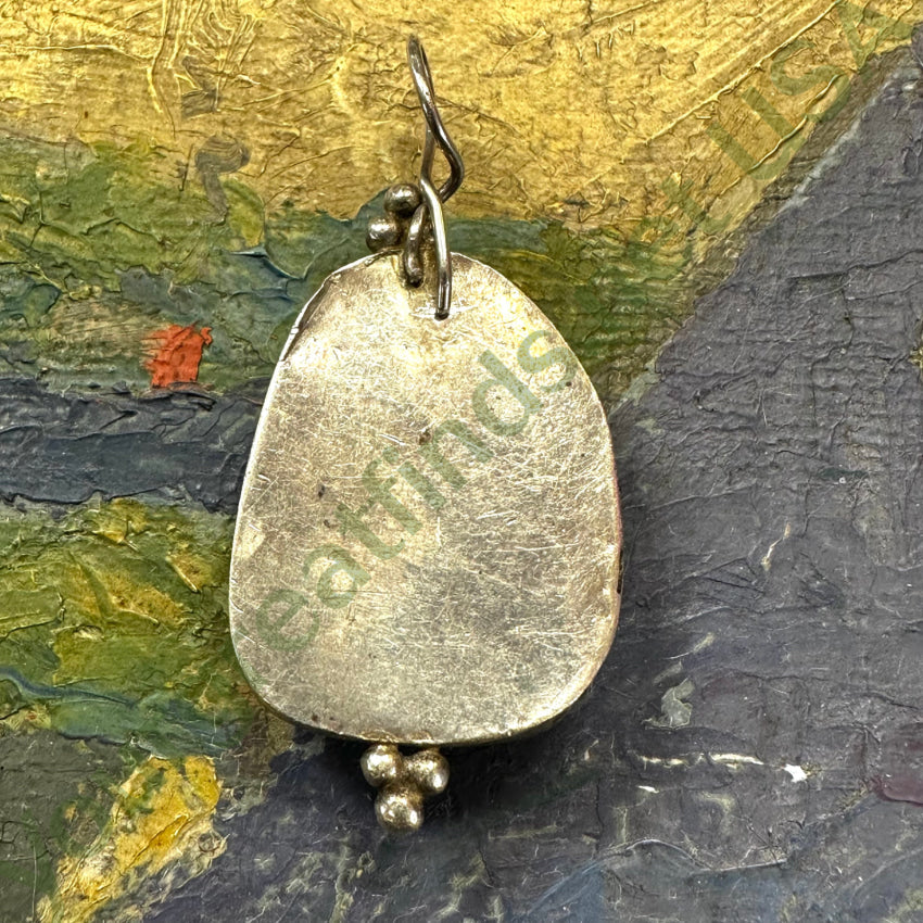 Large Navajo Sterling Silver Green Turquoise Pendant Pendant