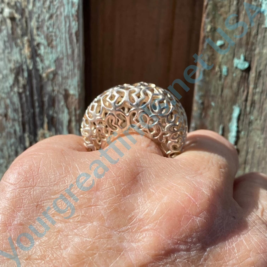 Large Openwork Butterfly Dome Cage Ring 8.5