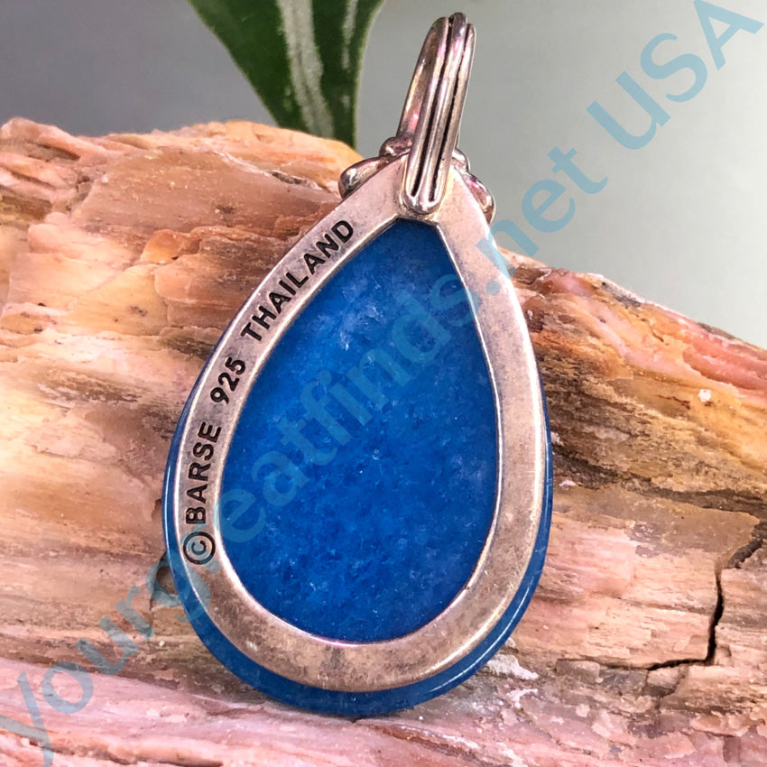 Large Sterling Silver & Blue Apatite Pendant Barse Pendant