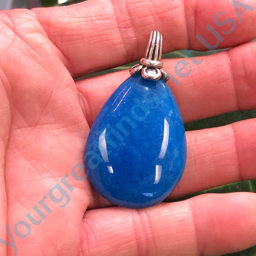 Large Sterling Silver & Blue Apatite Pendant Barse Pendant