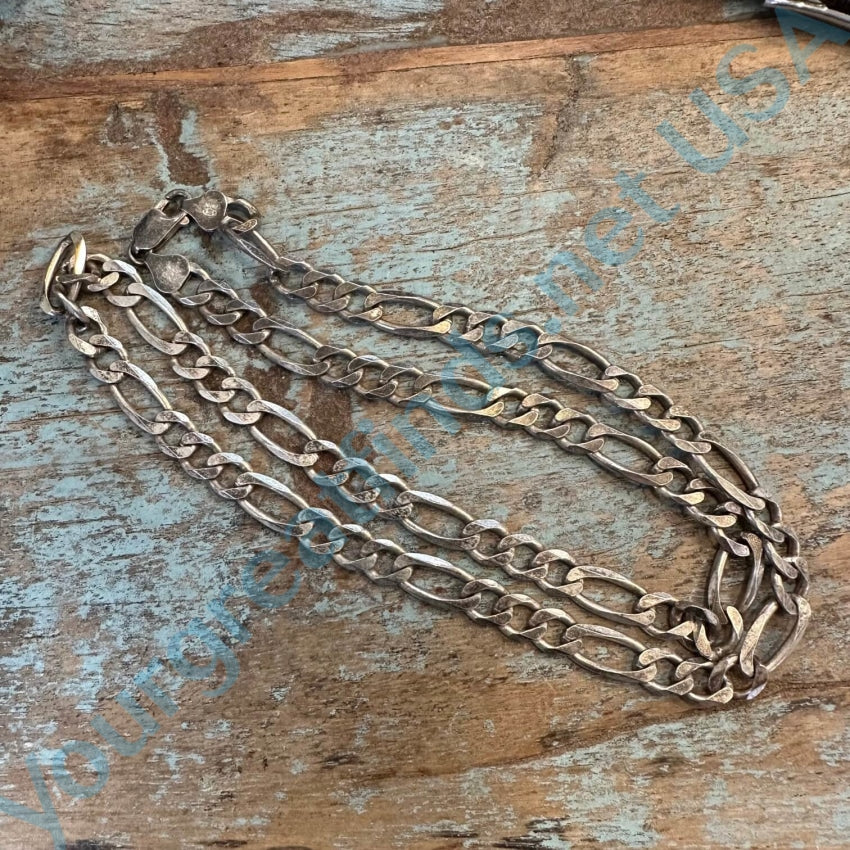 Large Sterling Silver Figaro Chain 22 Long 34.7 Grams Necklace