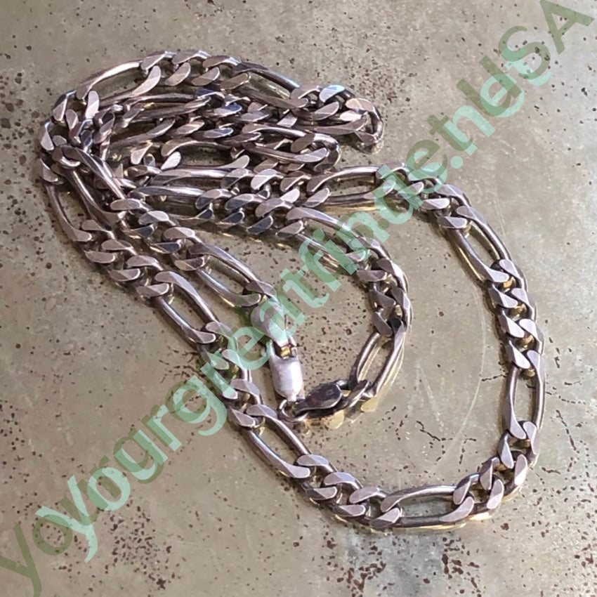 Large Sterling Silver Figaro Chain 24